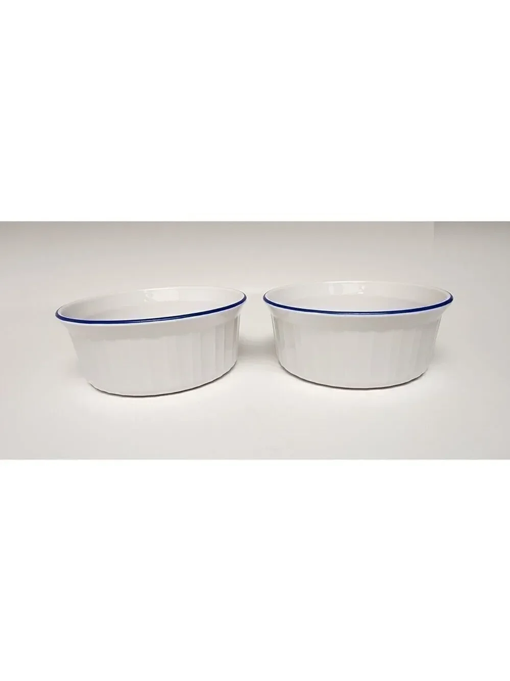 BIA Blanc De Table/Corningware Vintage Casserole Dish W/ Cobalt Blue Trim 9PCS